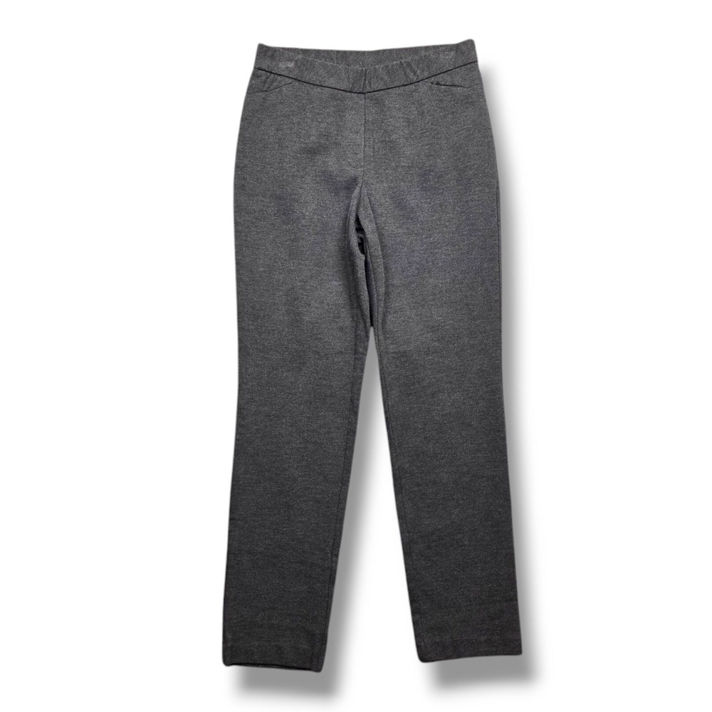 J Jill Ponte Slim Leg Pants Womens Small Gray Textured Faux Pocket Trouser